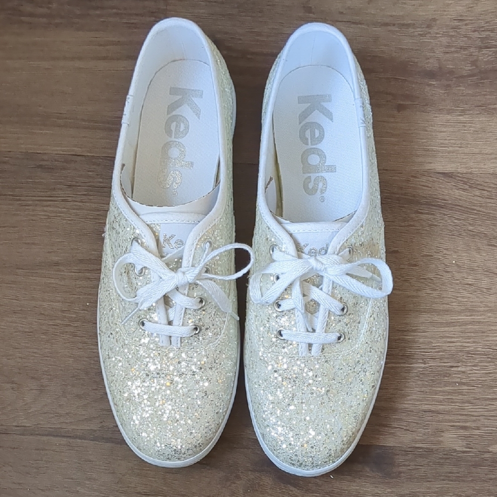 Keds Women's Sparkling Sneakers - Cream and Gold